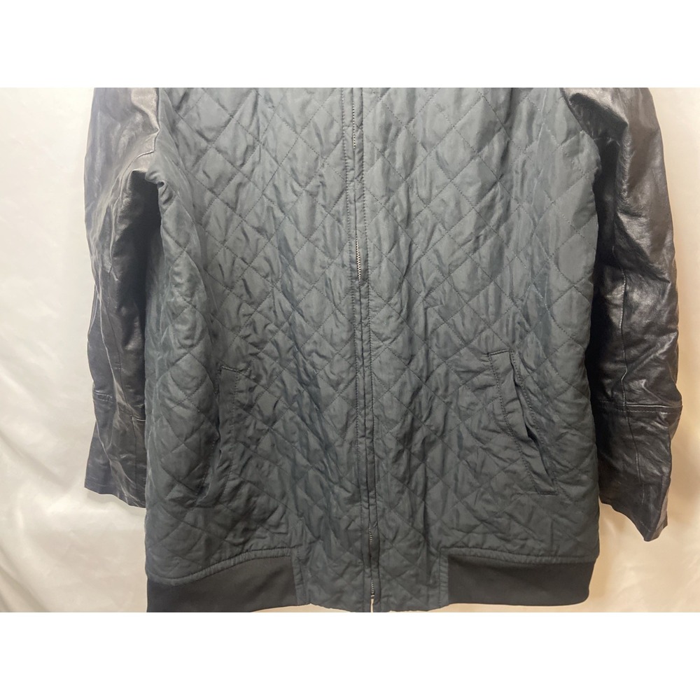 DKNY Jeans Womens Quilted Bomber Jacket Coat Moto Zip Front Long Sleeve Black XL - Picture 7 of 16